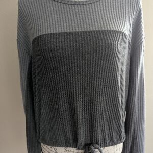 Hollister Gray Striped Blouse